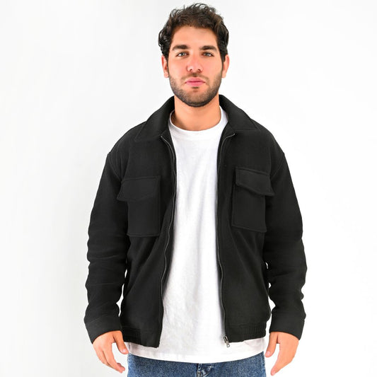 M25GA019-men's jacket made of fur material with a zipper