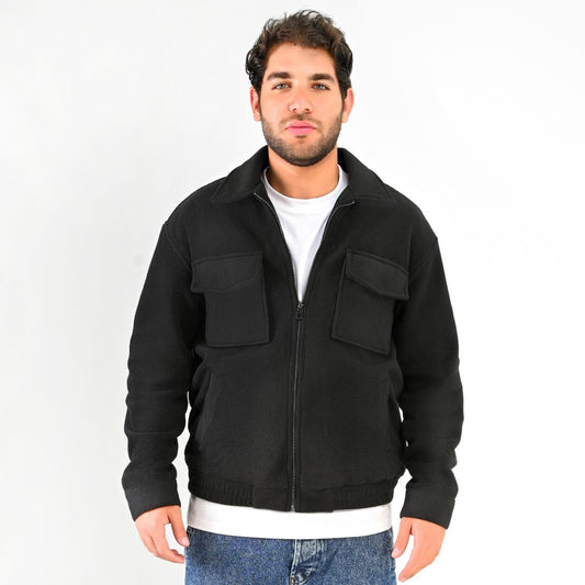 M25GA019-men's jacket made of fur material with a zipper