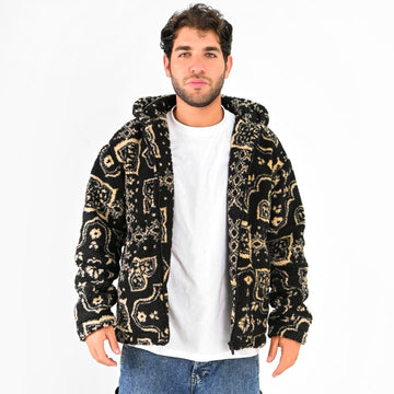 M25GA029-men's jacket made of fur material with a zipper