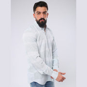 M23SH359-Striped Casual Cotton Shirt ,Jacquard long sleeve