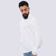 M23SH355-Striped Casual Cotton Shirt ,  Jacquard long sleeve