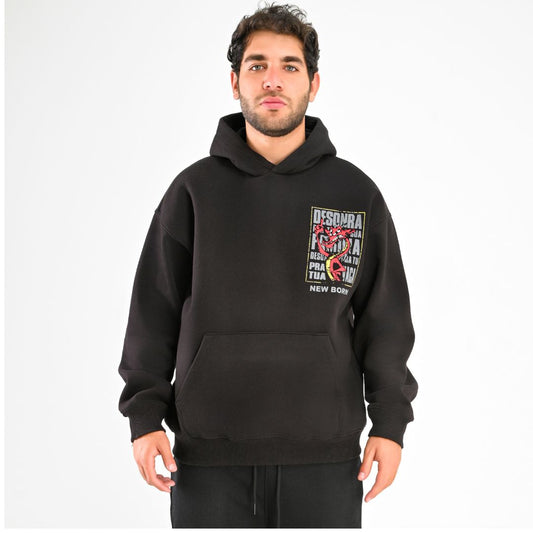 M25TS625-Men's sweatshirt, oversize, Melton material, printed