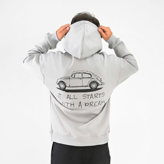 M25TS634-Men's sweatshirt, oversize, Melton material, printed