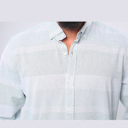 M23SH359-Striped Casual Cotton Shirt ,Jacquard long sleeve