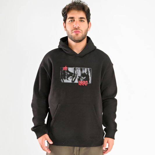 M25TS621-Men's sweatshirt, oversize, Melton material, printed
