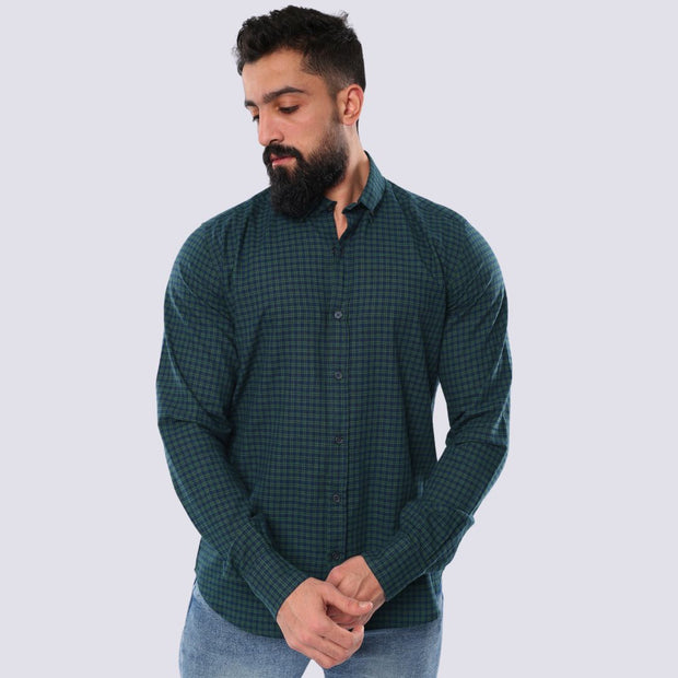 M23SH401-Checks Casual Cotton Shirt