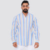 M24SH359 - قميص قطن بوبلين مقلم سمارت كاجوال بكم طويل