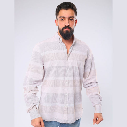 M23SH359-قميض كاجول بكم قطن مقلم