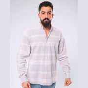 M23SH359-Striped Casual Cotton Shirt ,Jacquard long sleeve