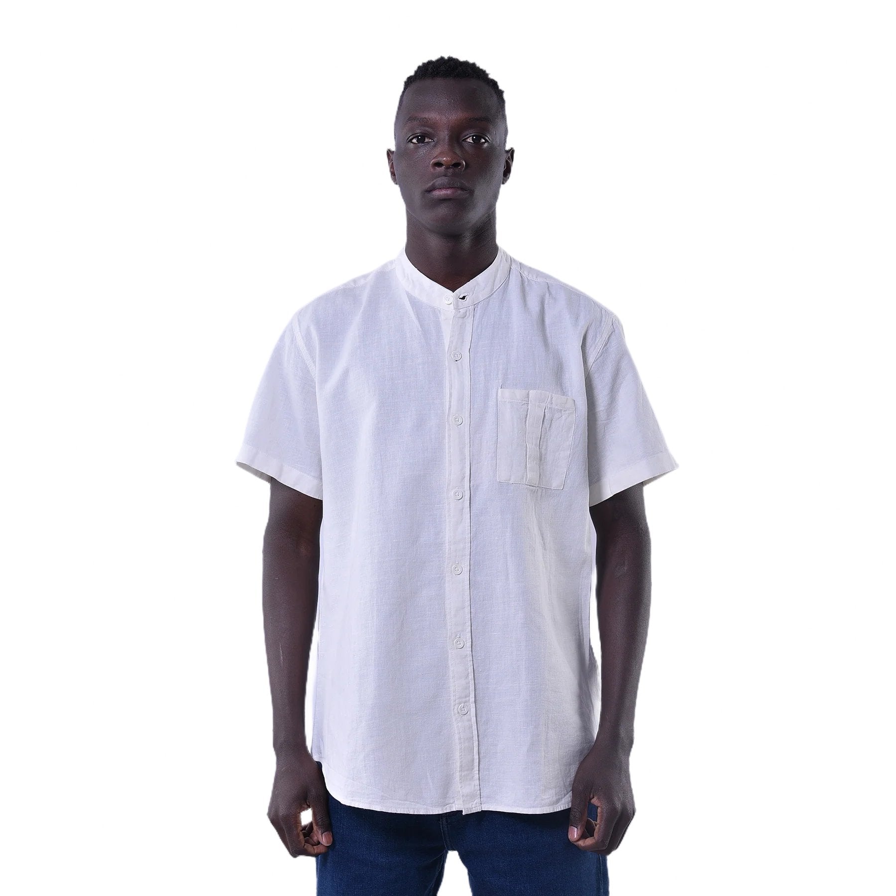 M21SN206-Casual Linen shirt-Short sleeve shirt