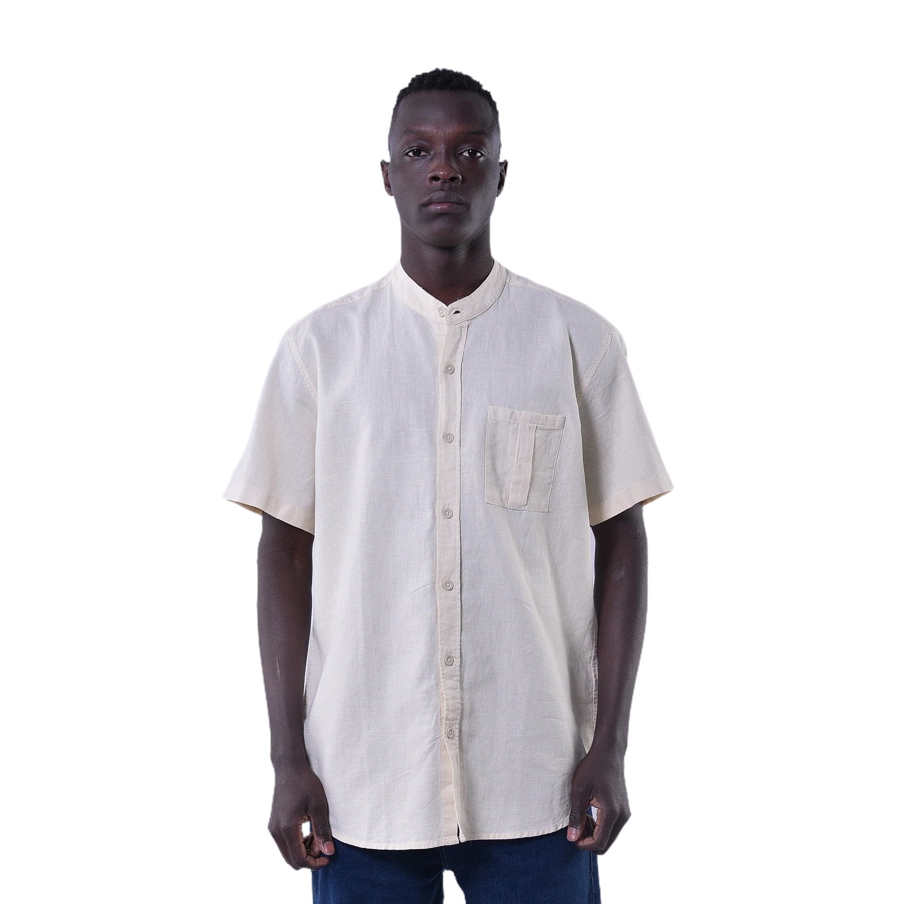 M21SN213-Casual Linen shirt-Short sleeve shirt