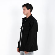 M24GA008-Black men's jacket made of wool fabric.