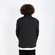 M24GA012-men's jacket made of black waterproof material with a pattern