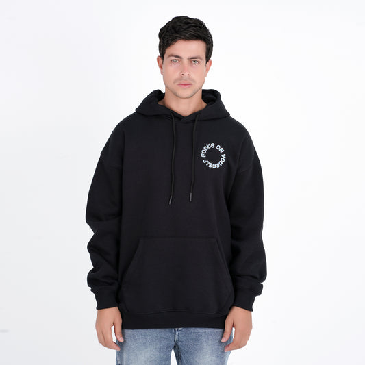 M24TS628-Oversized Men's Sweatshirt with Hood and Print