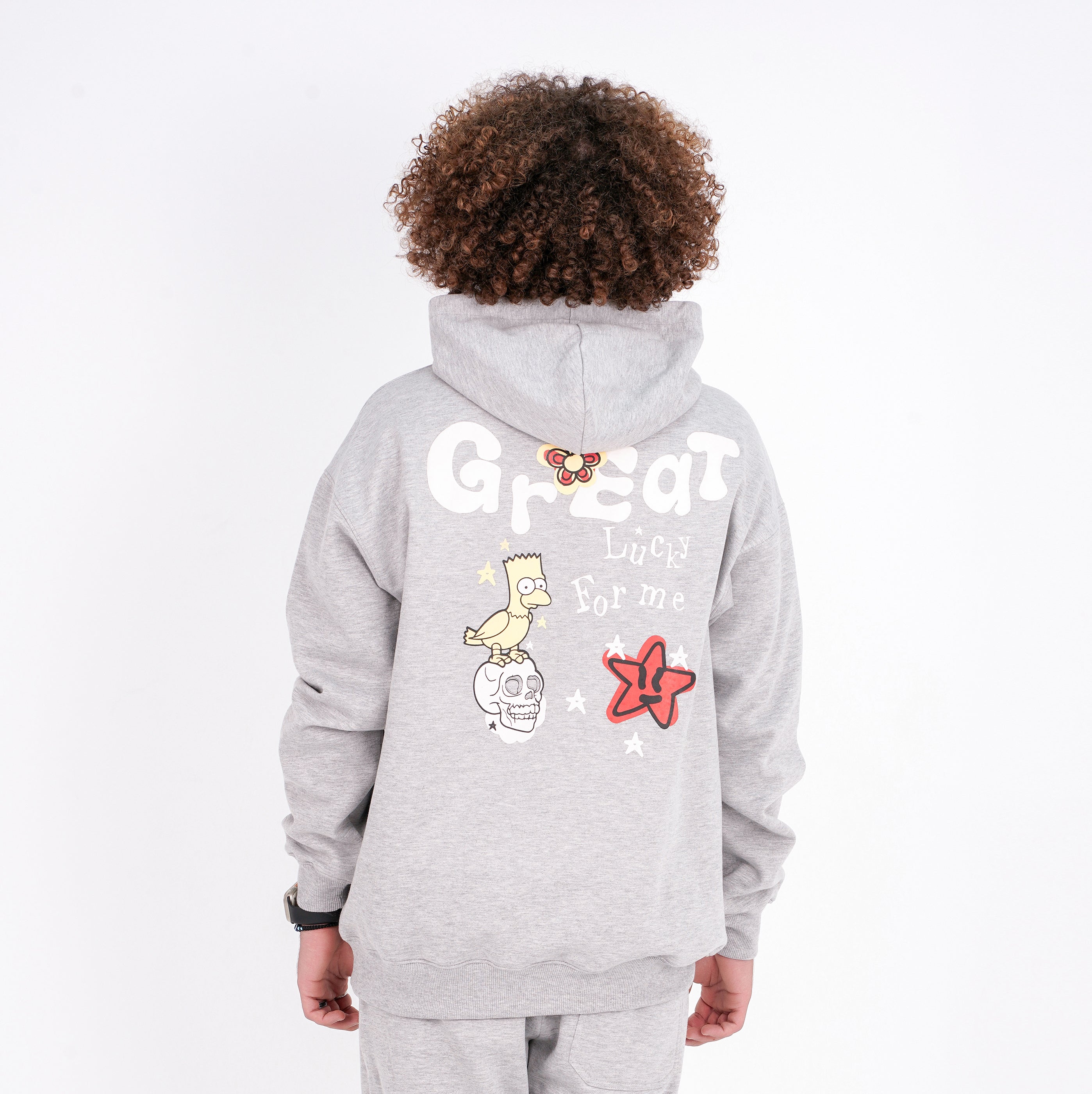 M24TS630-Oversized Men's Sweatshirt with Hood and Print