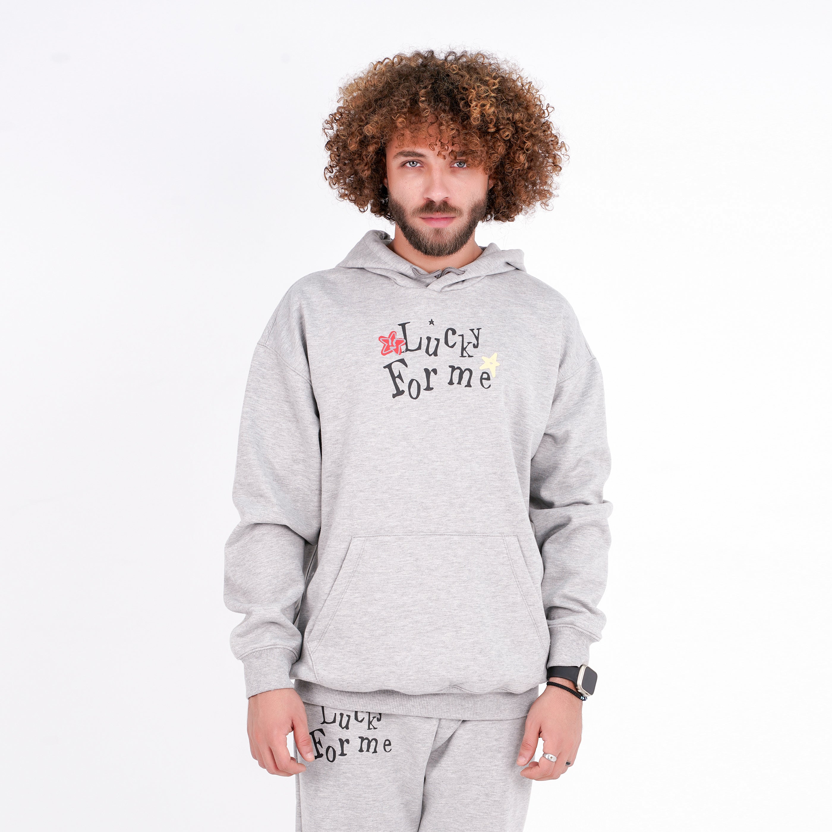 M24TS630-Oversized Men's Sweatshirt with Hood and Print