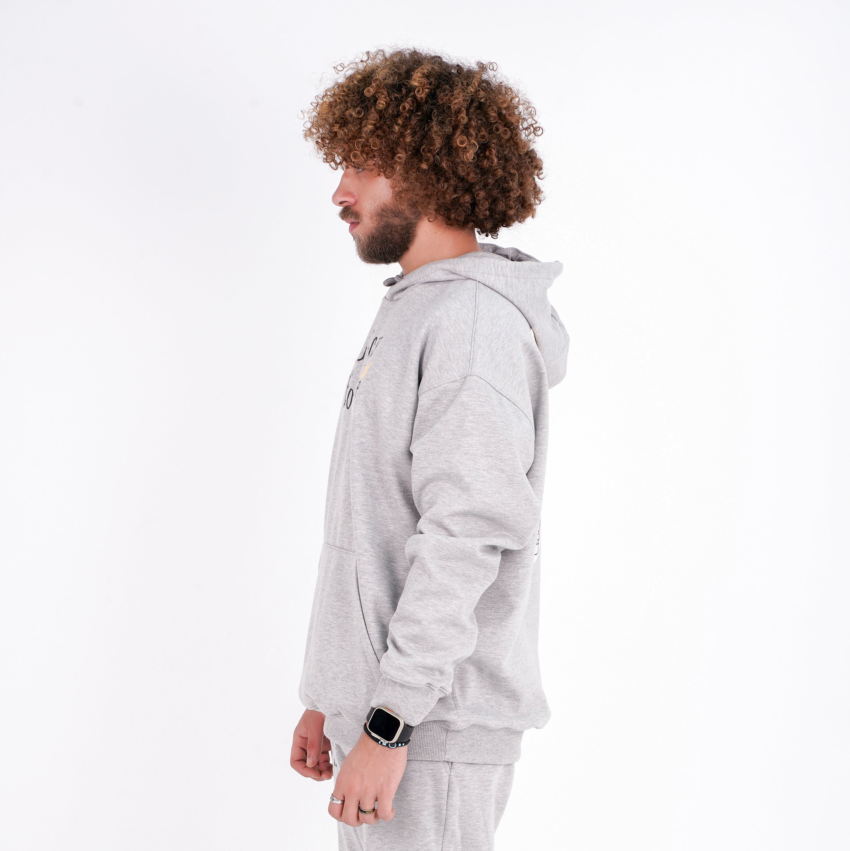 M24TS630-Oversized Men's Sweatshirt with Hood and Print