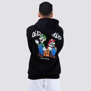 M24TS641-Oversized Men's Sweatshirt with Hood and Print