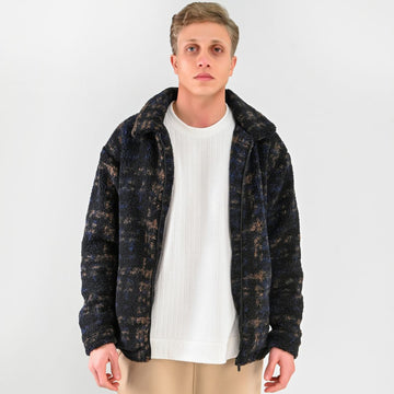 M25GA028-men's jacket made of fur material with a zipper