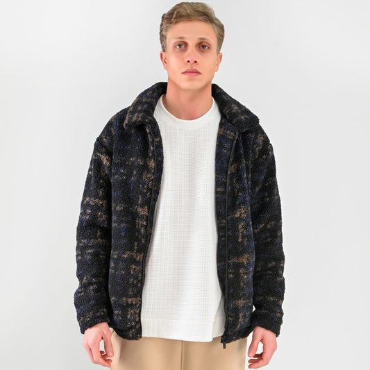 M25GA028-men's jacket made of fur material with a zipper