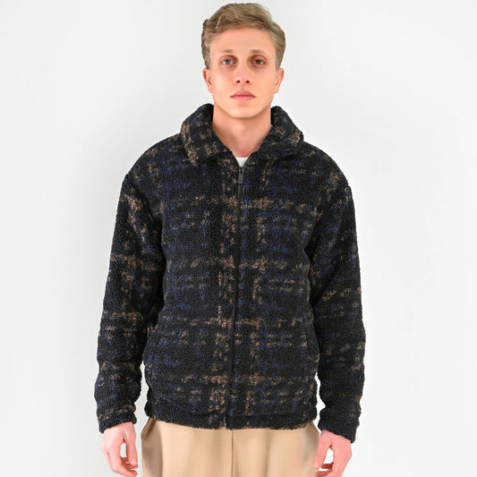 M25GA028-men's jacket made of fur material with a zipper