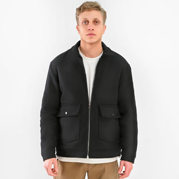 M25GA005-Men's jacket, wool felt material, with side pockets