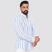 M24SH354-Striped Casual Cotton Shirt ,  Jacquard long sleeve