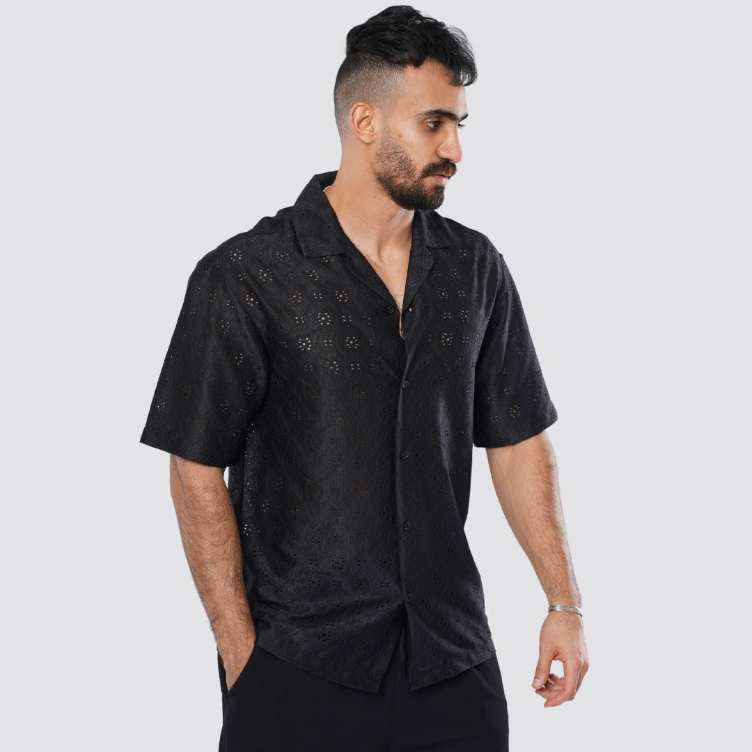 M24SN152 -Casual short sleeve cotton Shirt, Camp collar and Relaxed fit