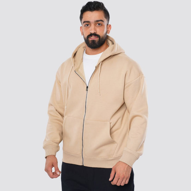 M25TS601-Oversized sweatshirt in solid colors with hoodie and zipper