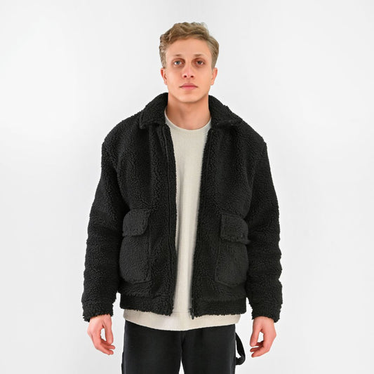 M25GA006-Men's jacket, wool felt material, with side pockets
