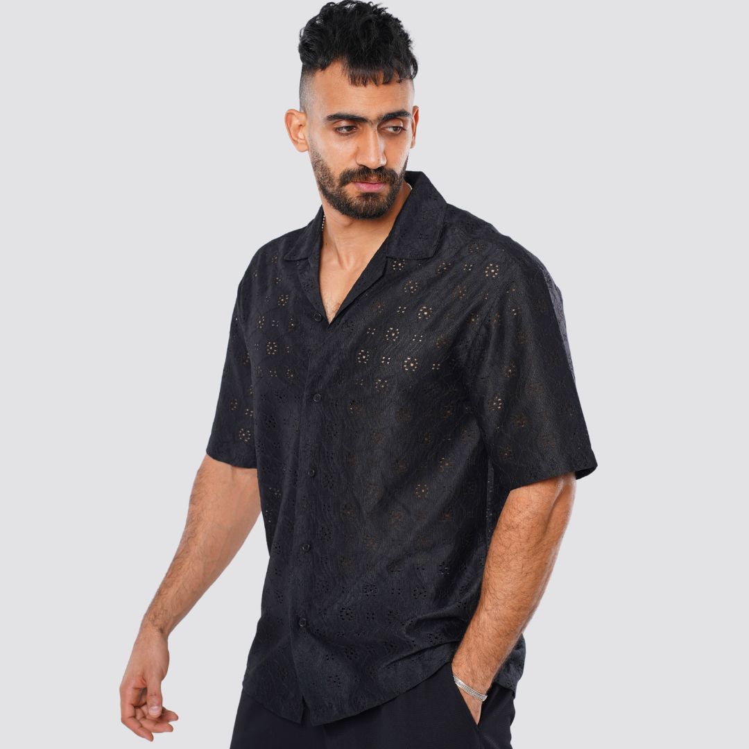 M24SN152 -Casual short sleeve cotton Shirt, Camp collar and Relaxed fit