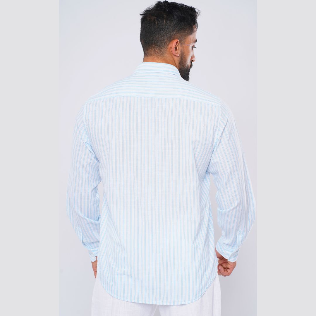 M24SH356-Striped Casual Cotton Shirt ,  Jacquard long sleeve