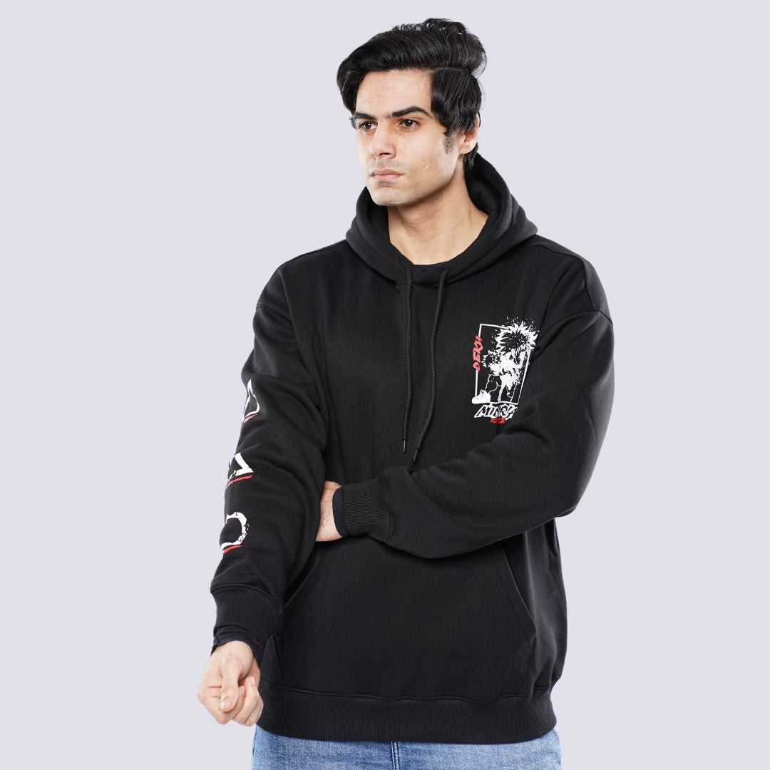 M24TS666-Oversized Men's Sweatshirt with Hood and Print