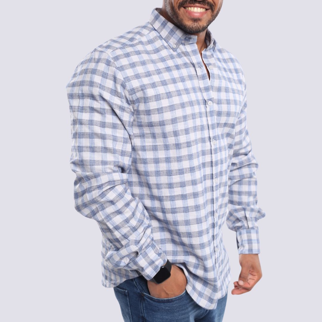 M23SH405-Checks Casual Cotton Shirt