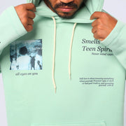 M24TS657-Oversized Men's Sweatshirt with Hood and Print