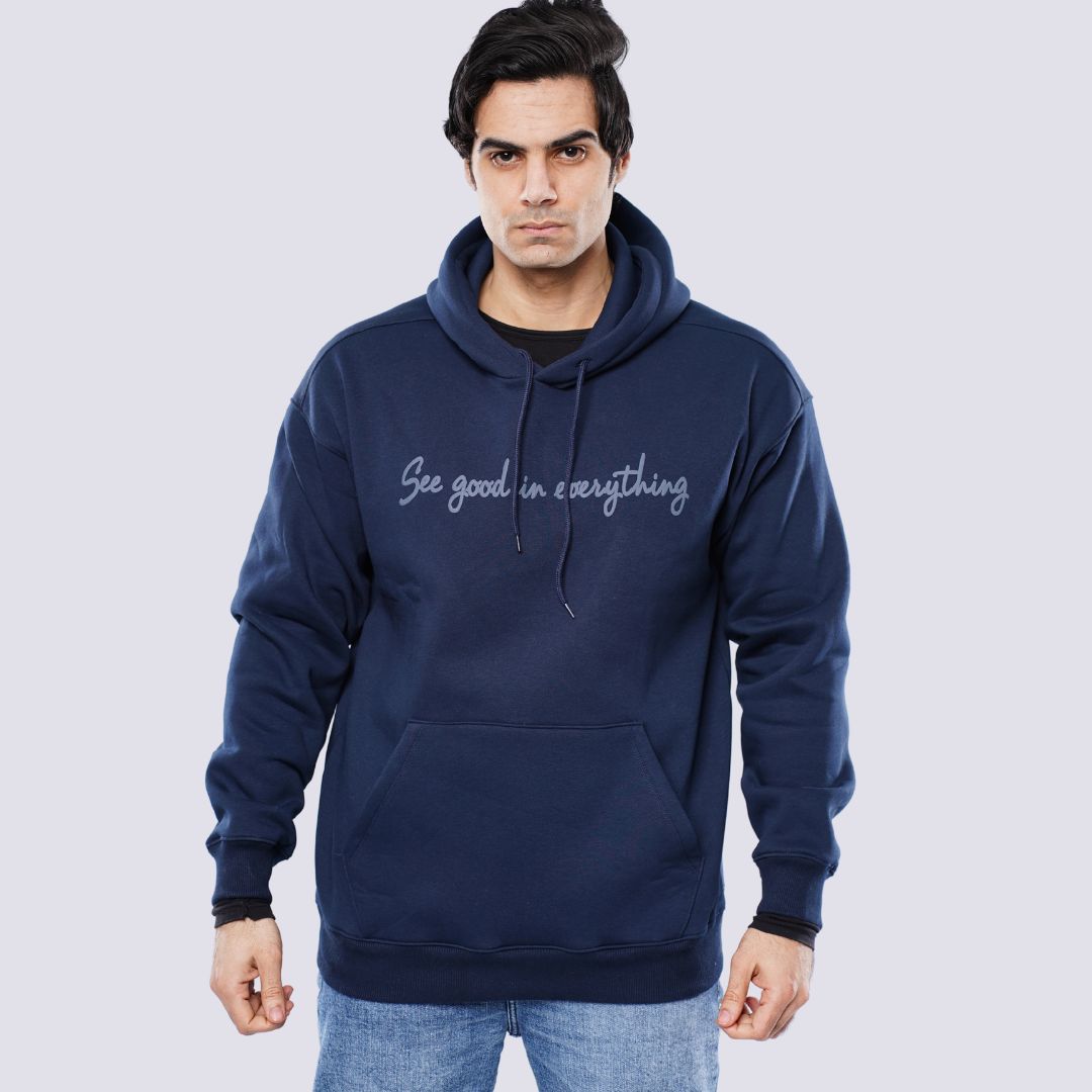 M24TS664-Oversized Men's Sweatshirt with Hood and Print