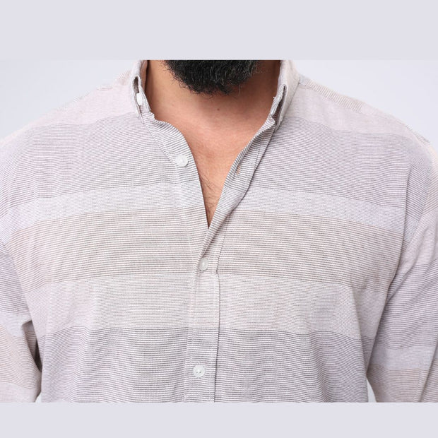 M23SH359-Striped Casual Cotton Shirt ,Jacquard long sleeve