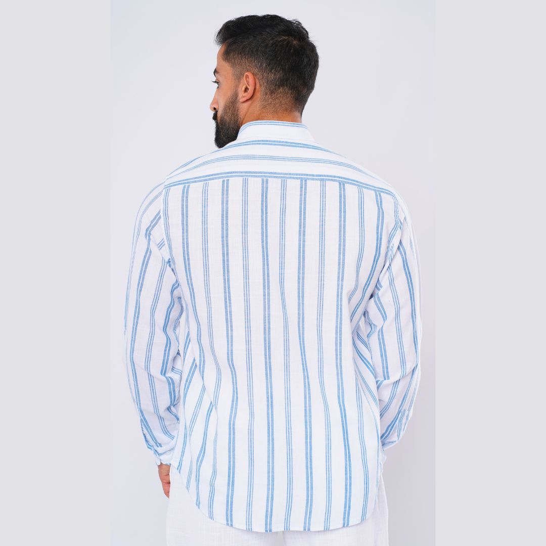 M24SH354-Striped Casual Cotton Shirt ,  Jacquard long sleeve