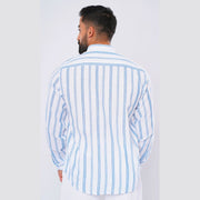 M24SH354-Striped Casual Cotton Shirt ,  Jacquard long sleeve