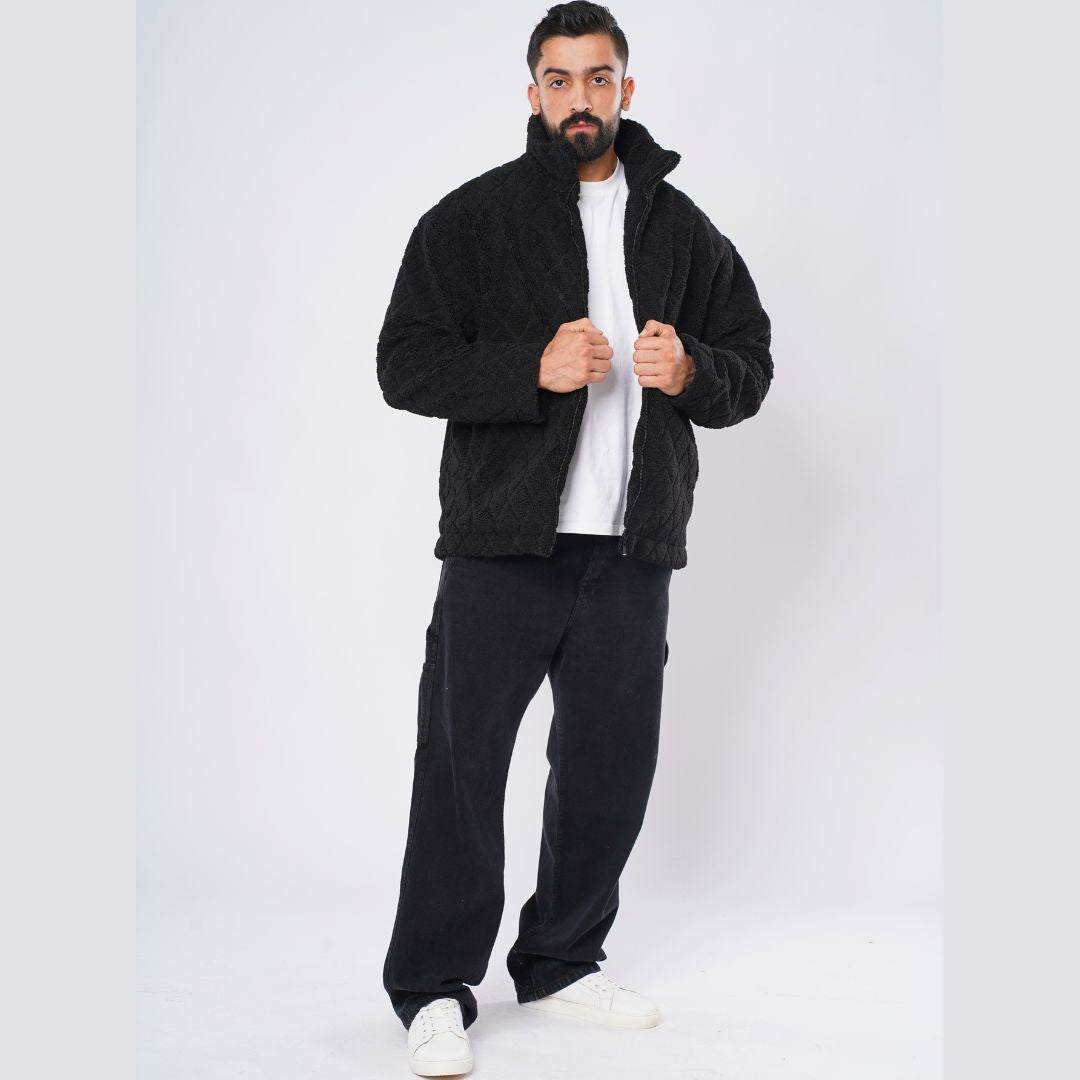 M25GA010-men's jacket made of fur material with a zipper