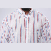 M23SH355-Striped Casual Cotton Shirt ,  Jacquard long sleeve