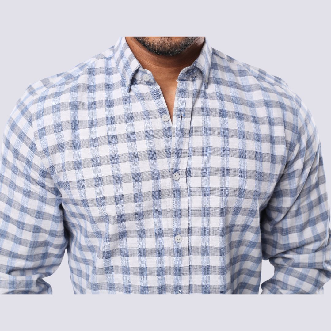 M23SH405-Checks Casual Cotton Shirt