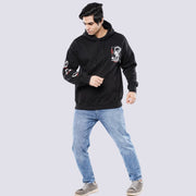 M24TS666-Oversized Men's Sweatshirt with Hood and Print