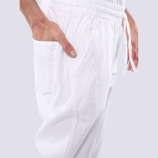 M23TR747-Men Drawstring Waist Slant Pocket Pants