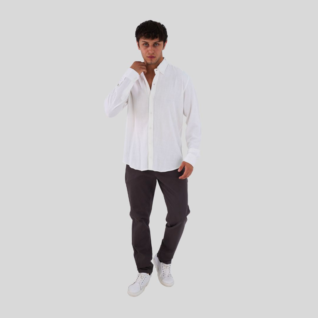 M24SH306-Men's linen shirt, long sleeve