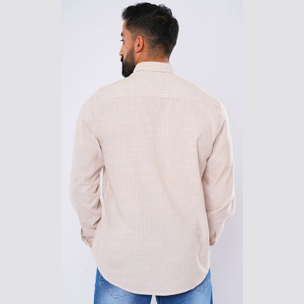 M24SH355-Striped Casual Cotton Shirt ,  Jacquard long sleeve