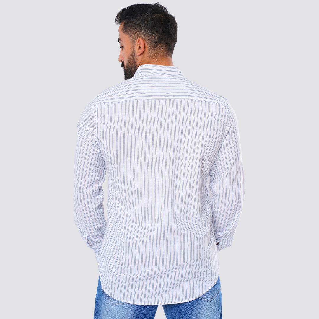 M24SH356-Striped Casual Cotton Shirt ,  Jacquard long sleeve