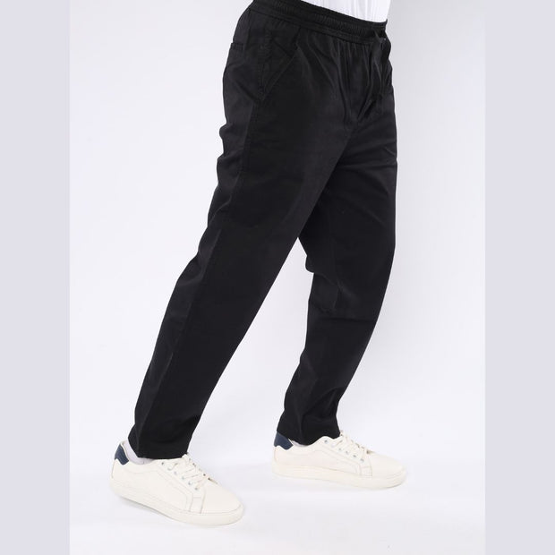 M23TR742-Men Trousers Drawstring Waist Front pockets and back welt pockets