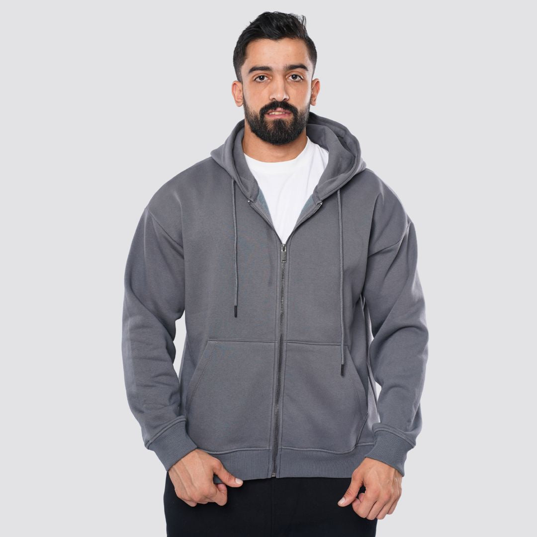 M25TS601-Oversized sweatshirt in solid colors with hoodie and zipper