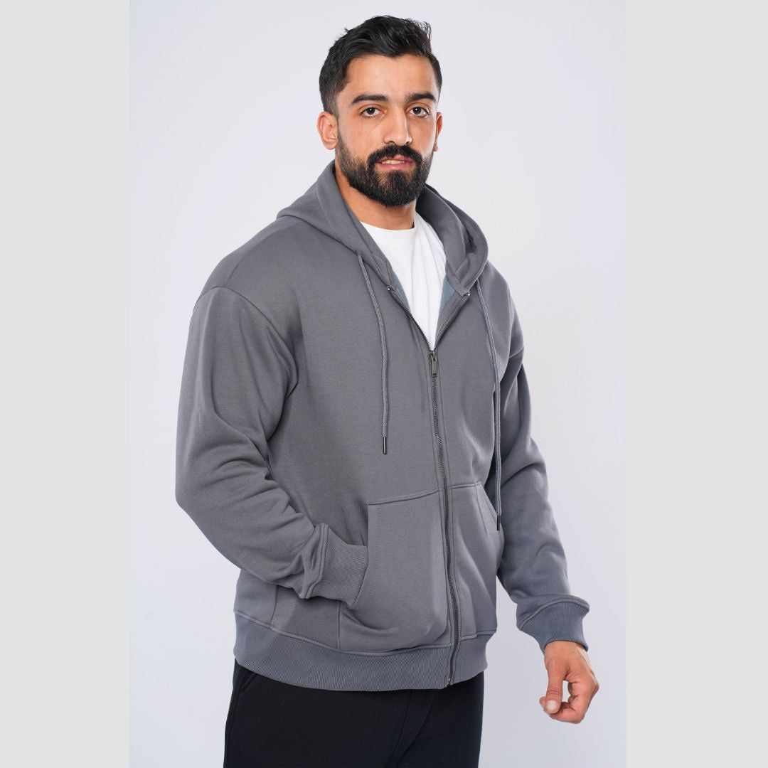 M25TS601-Oversized sweatshirt in solid colors with hoodie and zipper